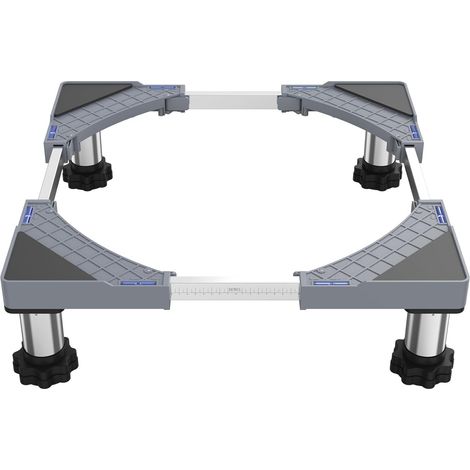 Support réglable pour machine à laver/sèche-linge, socle pour machine à laver et sèche-linge, capacité de charge 350kg, largeur réglable 44,5-67cm, hauteur de surélévation 18cm-22cm, gris (1/5)