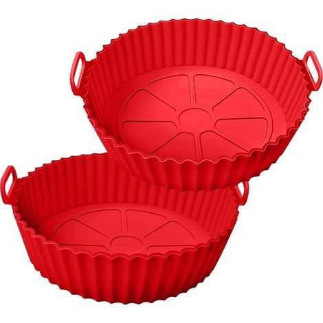Accesorios para freidora de aire, juego de 2, reutilizables y fáciles de limpiar, de silicona, 19 cm, rojo. (1/5)