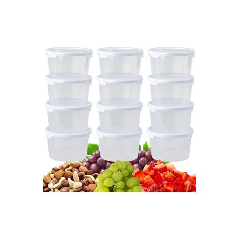 4 x Cuisine Round 300ml Stackable Plastic Food Container Boxes With Lids