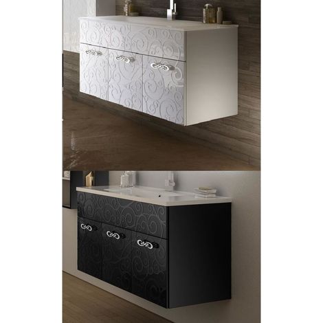 Bagno Italia Mobile bagno sospeso 100 cm arredo moderno bianco lavandino (1/3)
