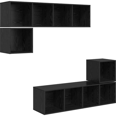 Maison Exclusive - Conjunto de mueble de TV 4 pcs Roble Negro Mad