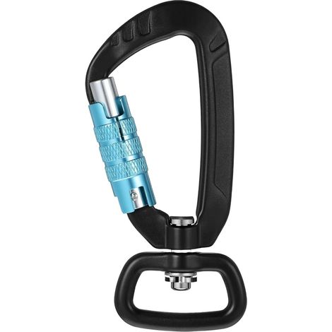 Mousqueton rotatif en aluminium aéronautique, robuste et léger, mousqueton de sécurité, supporte jusqu'à 450 kg et pivote à 360 °, pour laisses de chien en plein air, escalade, balançoire et camping (1/5)