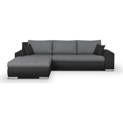 Canapé d'angle convertible et réversible 5 places INDIAN - Tissu gris clair et anthracite (1/5)
