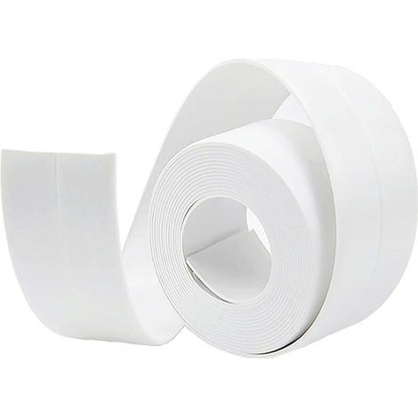 Vtizikl Joint Salle de Bain, 3,2m38mm Bande Etancheite Autocollante, Ruban D'étanchéité Auto-Adhésif en PVC pour Baignoire, Salle de Bain, Cuisine, Anti-moisissure, Calfeutrage(Blanc)