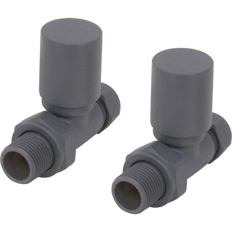 NRG Anthracite Straight Manual Radiator Valve Round Head Towel Rail Designer Valves One Pair