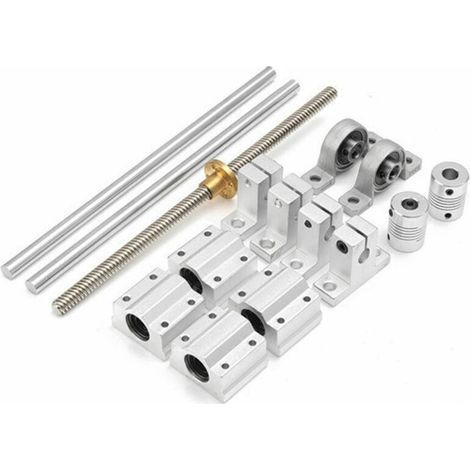 15 pièces/ensemble 400mm axe optique rail de guidage roulement siège guide linéaire support d'arbre jeu de vis trapézoïdal jeu de vis (1/5)