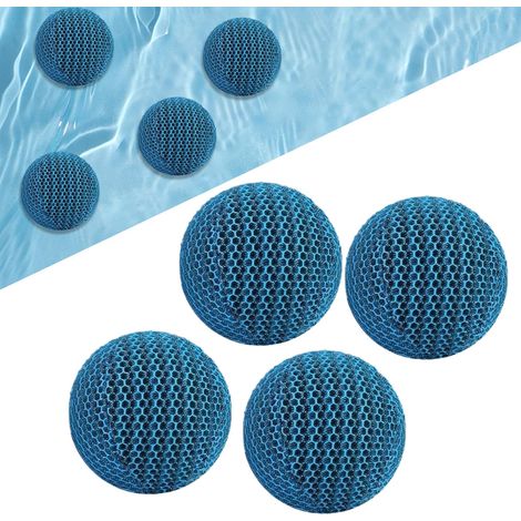 Lot de 4 Hot Tub absorbeurs de Piscine-6 cm, Boule d'Éponge Absorbant l'huile Réutilisables, Éponge Absorbeur D'huile de Piscine, pour Spa et Piscine (1/5)