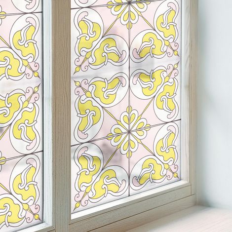 Film pour Vitre Intimité 100x100 cm Vitrail Collés sur le Verre Protection PVC pour Chambre Cuisine Salle de Bain Adhésif Décoratif Fleurs abstraites (1/5)