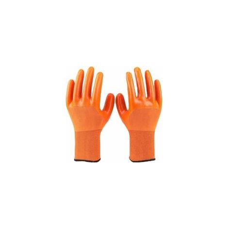 Gants de Travail Trempé et Respirant (12 Pairs, Size : 24cm) PVC imperméable et Huile épreuve épaissie Gants de Protection Orange, Forte Adhérence (1/5)