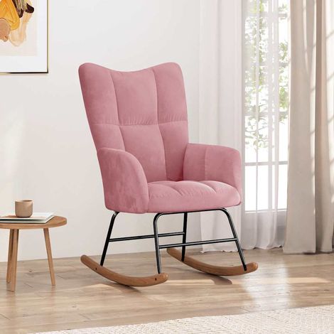 vidaXL Silla mecedora de terciopelo rosa (1/5)