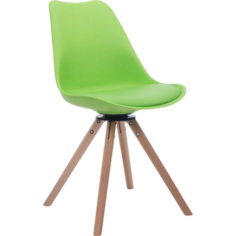 Silla de comedor x1 silla de visitas con asiento giratorio 360° plástico verde y PVC patas redondas de madera clara 100008510