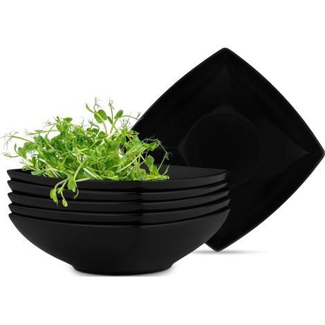 KONSIMO Suppenteller EPIRI 6-tlg. Schwarz Keramik Asian 17x17cm (1/4)