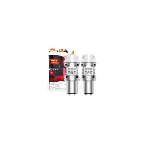 2x Ampoules P21/5W BAY15d LED Rouge - Veilleuse + Feux Stop Technologie Vector - Canbus 100% - XenLED
