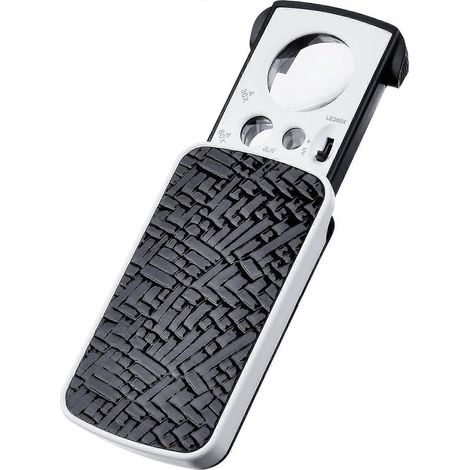 Loupe de bijoutier de poche, petite loupe portable pour bijoux, grossissement 30 x 60 x 90 x avec lampes LED et UV (noire) (1/5)