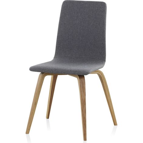 Chaise bois tapissée gris design scandinave confort élégant - gris tissu et bois naturel