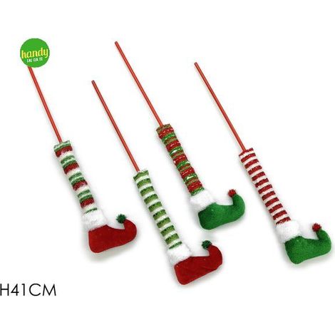 Set 4 gambe elfo con stecco general trade h.41 cm (1pz)