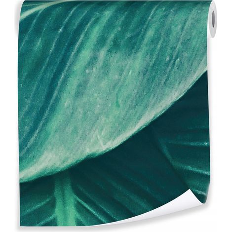 Papier peint avec des feuilles vertes, décoration murale de style nature pour le salon – rouleau 0,5 x 10 m, intissé Wallarena