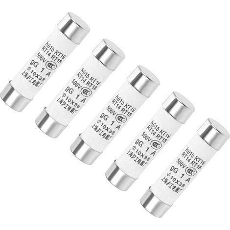Ceramic Tube Fuses Cartridge 1A 500V 10x38mm Quick Blow Replacement for Stereo Audio Alarm Amplifier Ceramic Fuses 5pcs (1/2)