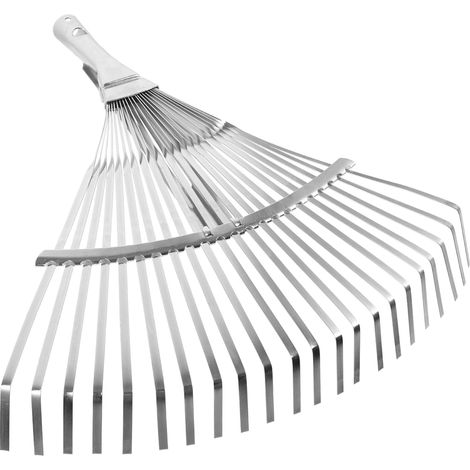Râteau De Jardin Acier Inoxydable à Dents Métalliques Manche Télescopique Outil Multifonction pour Pelouse Et Ramassage (1/5)