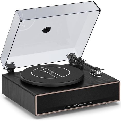 Platine Vinyle avec Haut-parleurs Intégrés Bluetooth 33/45 TR/Min Transmission par Courroie Arrêt Automatique  Haut-parleurs intégrés, courroie, arrêt automatique. (1/5)