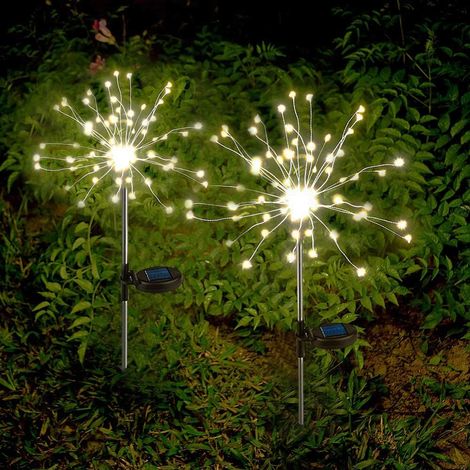 Guirlandes lumineuses solaires d'extérieur effet feu d'artifice, lot de 2, 150 LED multicolores, pour jardin, balcon, terrasse, allée, cour, patio, pelouse, Noël (1/5)