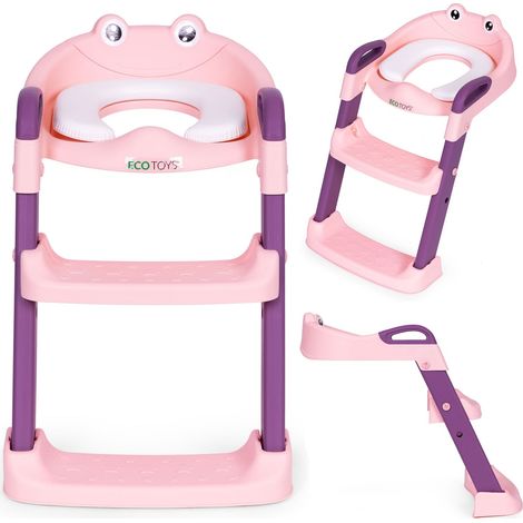 Asiento de inodoro para niños con escalones y escalera, rosa, ECOTOYS