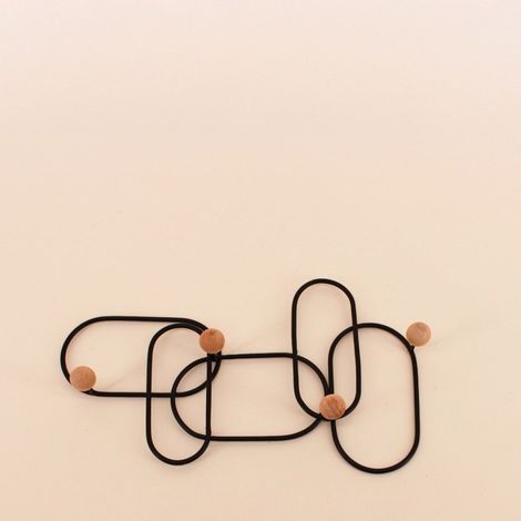 Patère design en métal noir 35x20cm