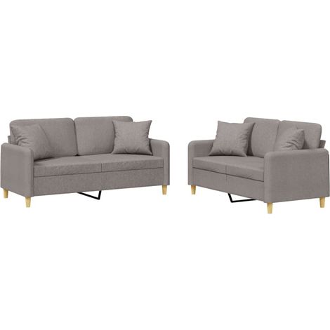 Maison Exclusive - Set Divani 2 pz con Cuscini Tortora in Tessuto