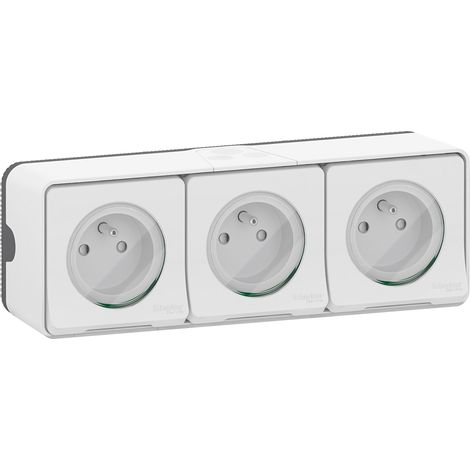 Mureva Styl - Doppelsteckdose PC 2P+T waagrecht vorkonfektioniert - Aufputz - IP55 - IK08 - weiß - SCHNEIDER ELECTRIC - MUR36039 (1/2)
