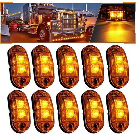 10X 2 LED Feux de Marquage Latéral 12 / 24V Feux De Gabarit LED Remorque Lampe Latérale Avertissement Lumière jaune pour Camion RV Caravan