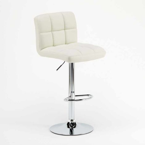 Taburete de cocina y bar alto giratorio ajustable con respaldo Atlanta - Blanco (1/5)