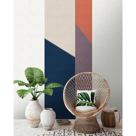 Papier peint panoramique design multicolore Tapisserie panoramique moderne beige, violet & bleu Papier peint panoramique chambre adulte (1/3)