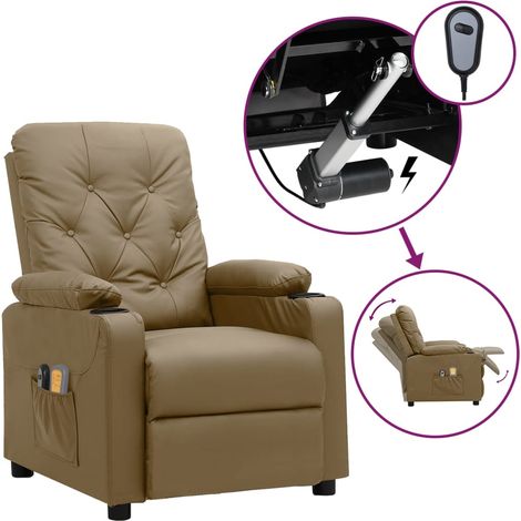 Sillón de masaje eléctrico cuero sintético color capuchino