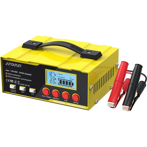 Chargeur de Batterie Voiture Intelligent 12V/24V 8.5A Mainteneur de Batterie Polyvalent LED pour Batterie Plomb-Acide Lithium LifePO4 AGM Puissance de Pointe 220W pour Voiture Moto Marine (1/5)