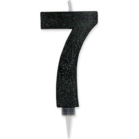 Big Party Candelina Numero 7 Max Cera Sweety Nero Glitter