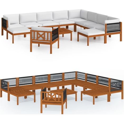 Maison Exclusive - 12-tlg. Garten-Lounge-Set mit Kissen Cremefarb