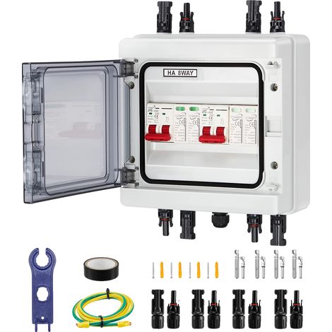 Caja combinada solar, resistente al agua IP65, protección contra sobretensiones, 2 entradas, 2 salidas. (1/2)