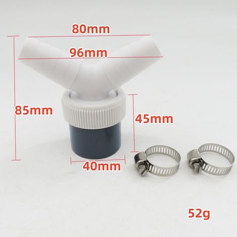 Raccord de vidange Y pour machine à laver, embout convertisseur 2-en-1 avec tuyau d'extension, 40mm quoi (1/5)