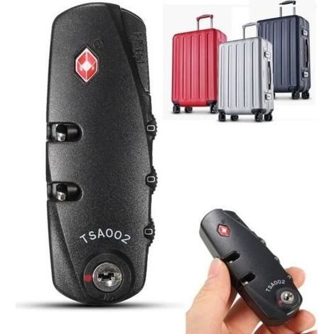 pair Cadenas de sécurité - TSA - 3 Chiffres - Noir - Securité Voyage - Valise/Sac