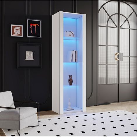 Mueble vitrina alto brillo con LED y vidrio OKMYHOME (1/5)