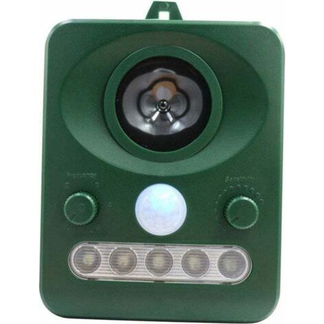 Repulsif d'oiseaux a ultrasons solaire exterieur, double charge solaire, conception etanche, batterie integree, vert herbe (1/3)