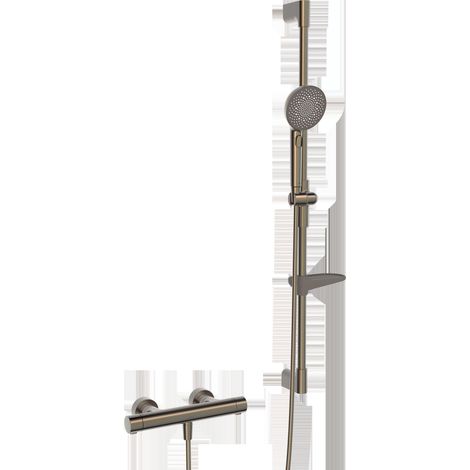 Hansa Prisma - Conjunto de ducha con termostato, 3 chorros, bronce cepillado 4813043181