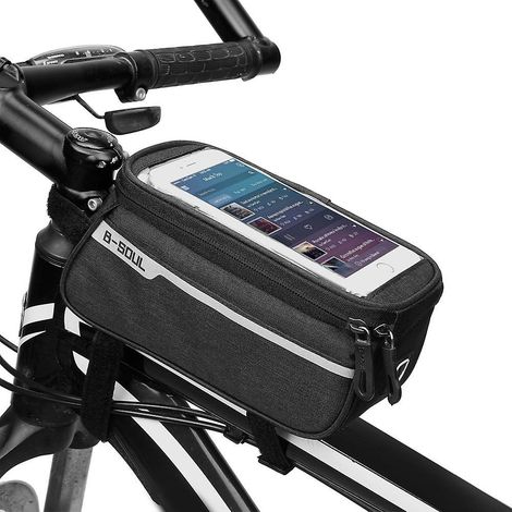 Rahmentasche für Mountainbikes, passend für 6-Zoll-Smartphones, Oberrohrtasche mit Kopfhöreranschluss