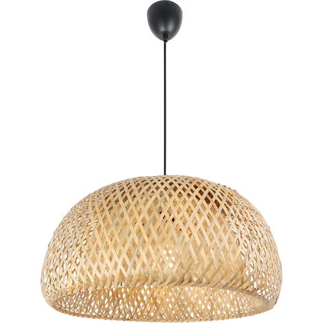ALPINALUZ Lámpara colgante de mimbre de bamboo "OSAKA" ø 450 x 250 mm (1/5)