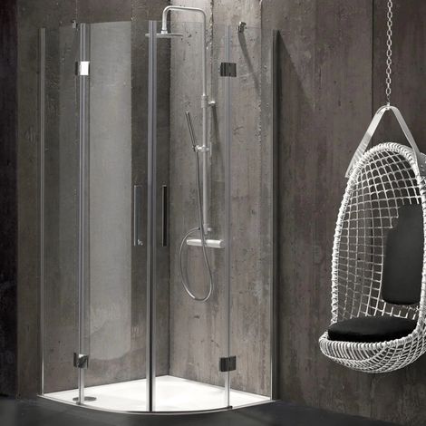 box doccia "stella" semicircolare alluminio cromato, 80x80x190 cm