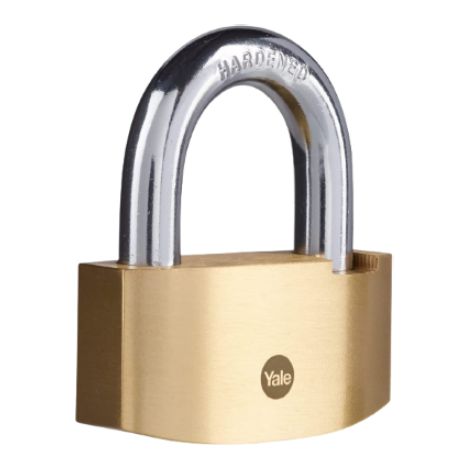 YALE Lucchetto in ottone a martello Y2B/80/138/1 corpo 80mm, arco temprato per resistere al taglio, testato per uso esterno