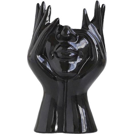 (S 1) Vase sculpté en céramique - Vase visage humain, décoration moderne et chic, finition mate (1/5)