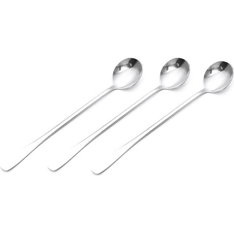 Langstieliger Edelstahllöffel (1 Stück) für Kaffee, Eistee und Eiscreme, ideal für Bars, Hauspartys oder andere Anlässe. Runder Kopf. (1/5)