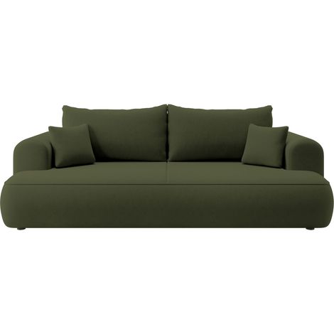 Selsey - Ovo Dreisitzer-Schlafsofa mit Stauraum, olivfarbener Velours aus pflegeleichtem Stoff (1/5)