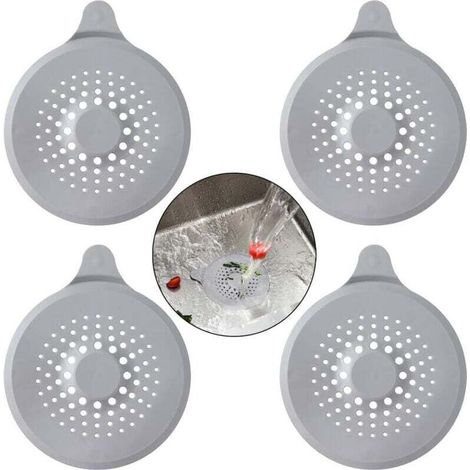 Couvercle d’égout en Silicone 4 pièces, Filtre d’évier avec Ventouse, crépine de Couvercle d’égout de Baignoire, Protecteur de Couvercle d’égout obstruant Les Cheveux et la saleté
